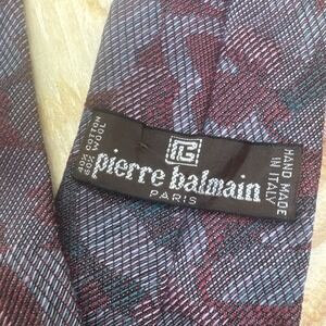 Pierre Balmain Paris Wool Tie Burgundy Gray Made in Italy Necktie